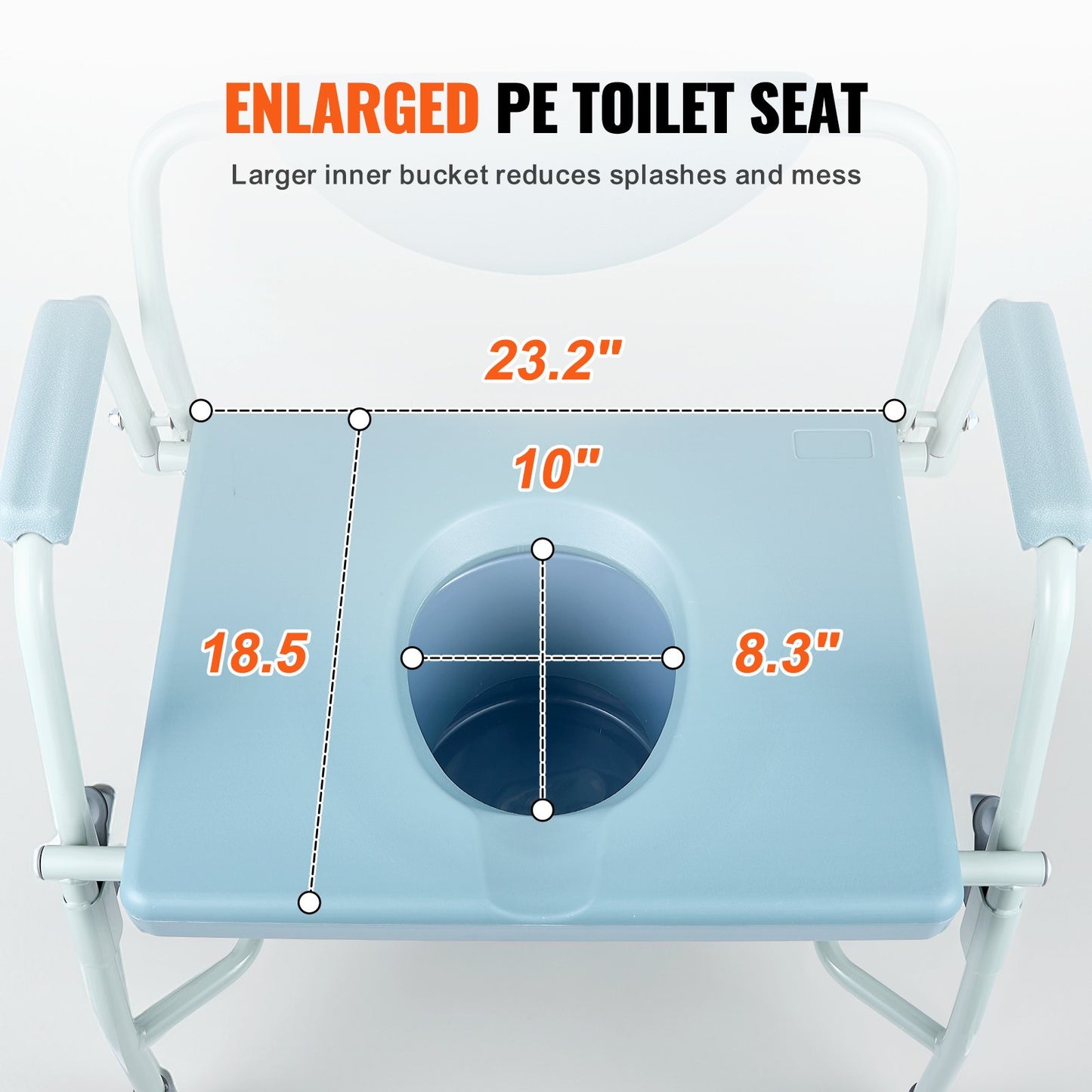 Commode Chair, Bedside Commode with Drop-Down Arms and Detachable Backrest, 5-Level Adjustable Height, 7L Removable Bucket, Easy to Assemble, 1000LBS Capacity, Portable Toilet for Adults Seniors - Image 5