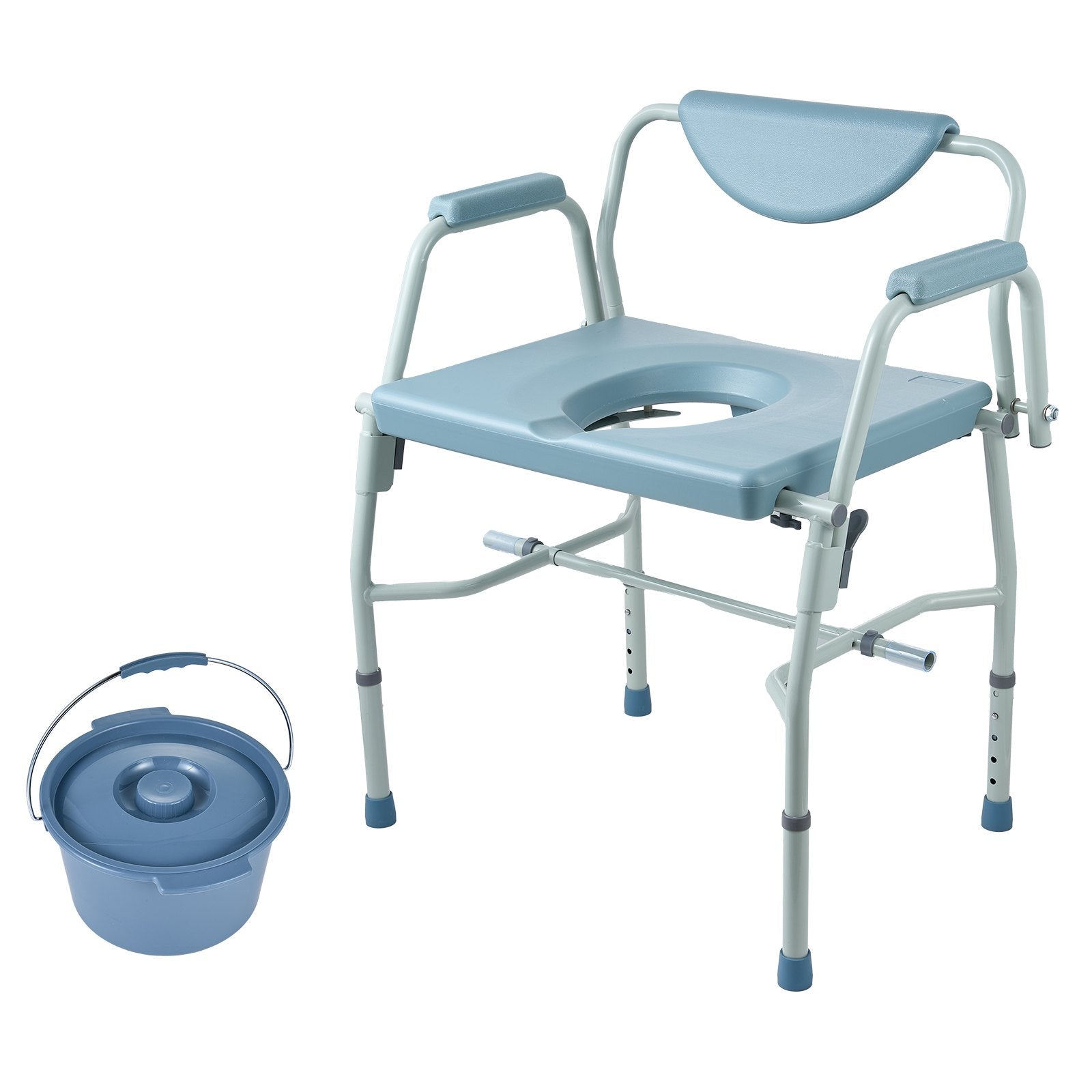 Commode Chair, Bedside Commode with Drop-Down Arms and Detachable Backrest, 5-Level Adjustable Height, 7L Removable Bucket, Easy to Assemble, 1000LBS Capacity, Portable Toilet for Adults Seniors - Image 9