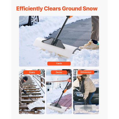 Snow Pusher Shovel, 76.2 cm Outdoor Snowplow Shovel with Ergonomic Grip, HDPE Plastic Blade, Winter Shovels with Segmented Handle, Metal Edged Strip, Portable Snow Removal Tool for Driveway - Image 6