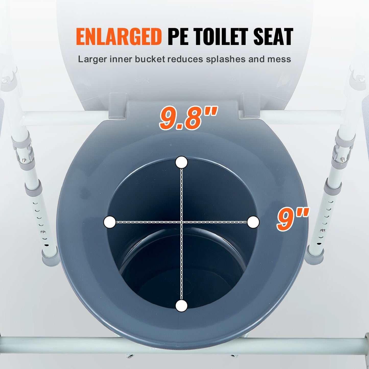 Commode Chair, Bedside Commode with Wider Toilet Seat, 7-Level Adjustable Height, 5.8L Removable Bucket, Easy to Assemble, 350 LBS Capacity, Raised Toilet Seat for Adults Seniors - Image 5