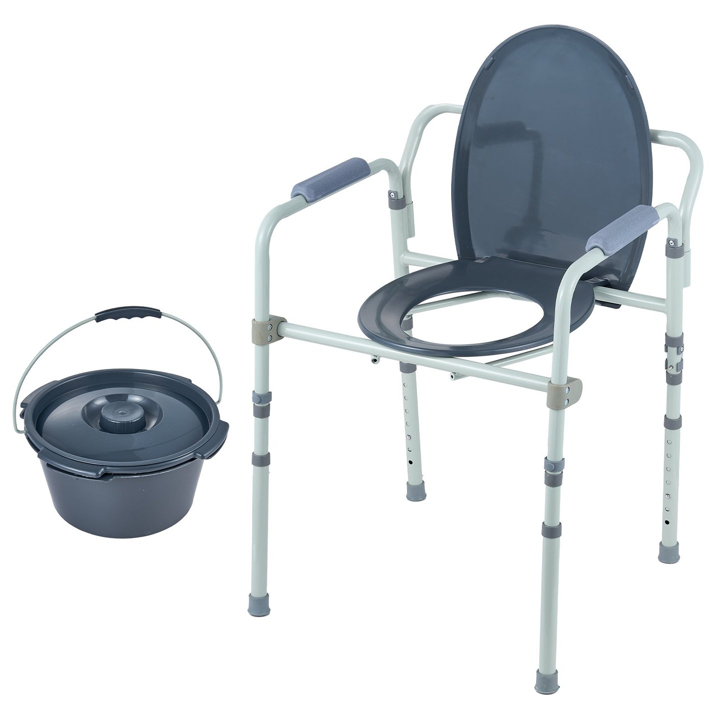 Commode Chair, Bedside Commode with Wider Toilet Seat, 7-Level Adjustable Height, 5.8L Removable Bucket, Easy to Assemble, 350 LBS Capacity, Raised Toilet Seat for Adults Seniors - Image 9