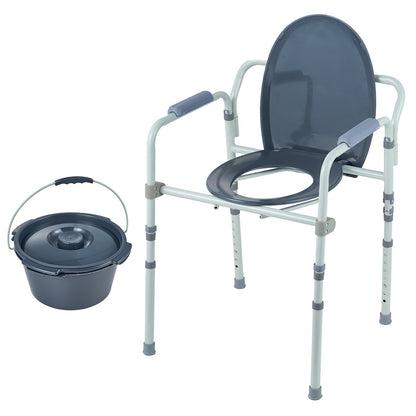 Commode Chair, Bedside Commode with Wider Toilet Seat, 7-Level Adjustable Height, 5.8L Removable Bucket, Easy to Assemble, 350 LBS Capacity, Raised Toilet Seat for Adults Seniors - Image 9