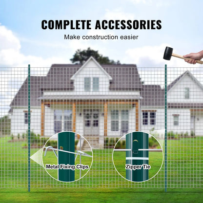 7 Feet Fence Post, 10 Pack U-Channel Heavy Duty Metal Fence Posts, Sturdy Steel Fence Stakes for Garden Yard, Lawn, Farms and Outdoor Wire Fencing, Green - Image 5