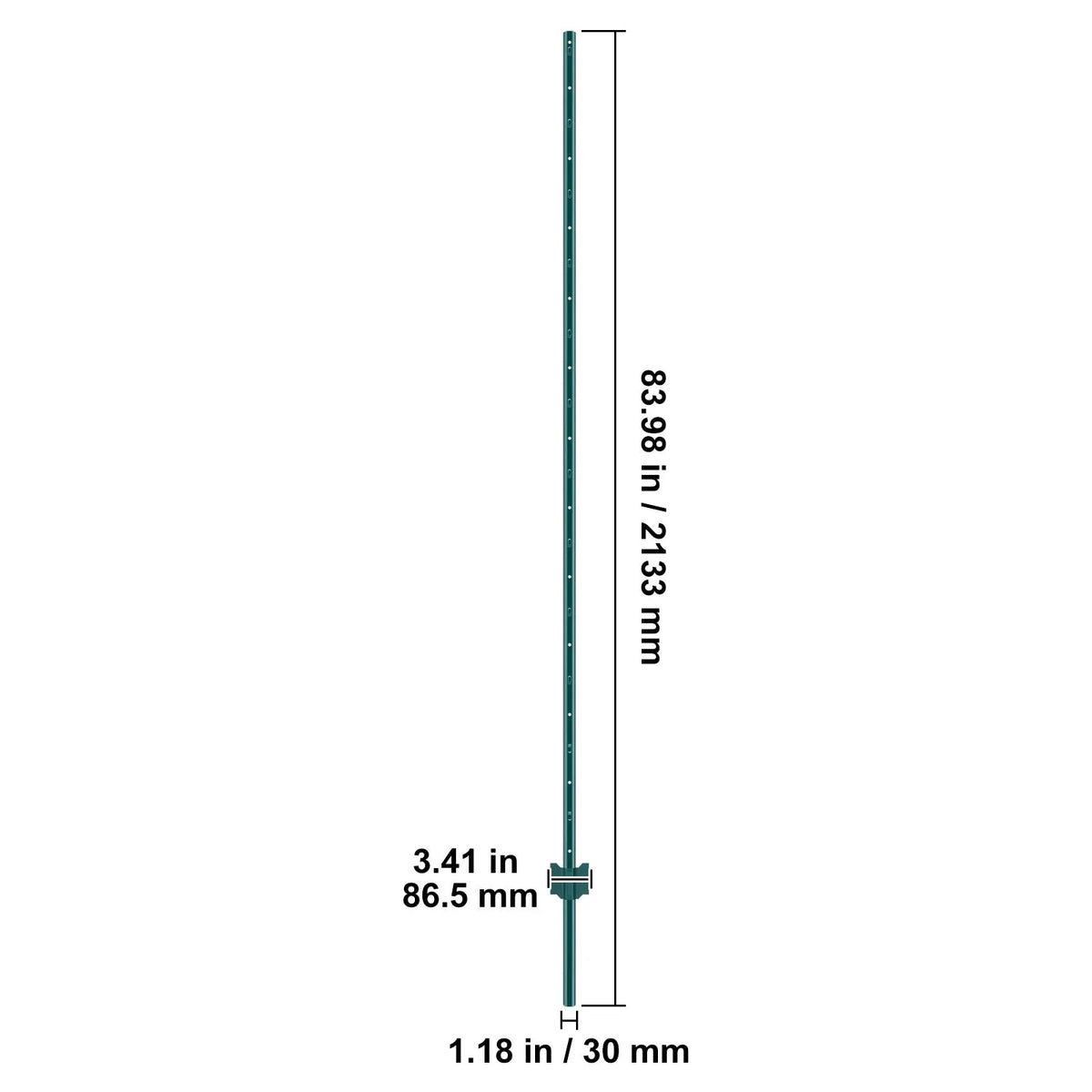 7 Feet Fence Post, 10 Pack U-Channel Heavy Duty Metal Fence Posts, Sturdy Steel Fence Stakes for Garden Yard, Lawn, Farms and Outdoor Wire Fencing, Green - Image 8