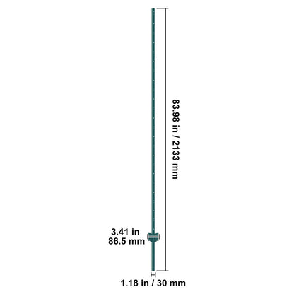 7 Feet Fence Post, 10 Pack U-Channel Heavy Duty Metal Fence Posts, Sturdy Steel Fence Stakes for Garden Yard, Lawn, Farms and Outdoor Wire Fencing, Green - Image 8