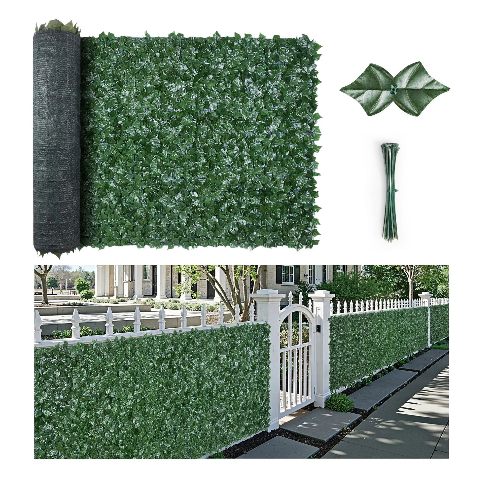 Ivy Privacy Fence, 1500 x 2490 mm Artificial Green Wall Screen, Greenery Ivy Fence with Strengthened Joint, Faux Hedges Vine Leaf Decoration for Outdoor Garden, Yard, Patio Decor
