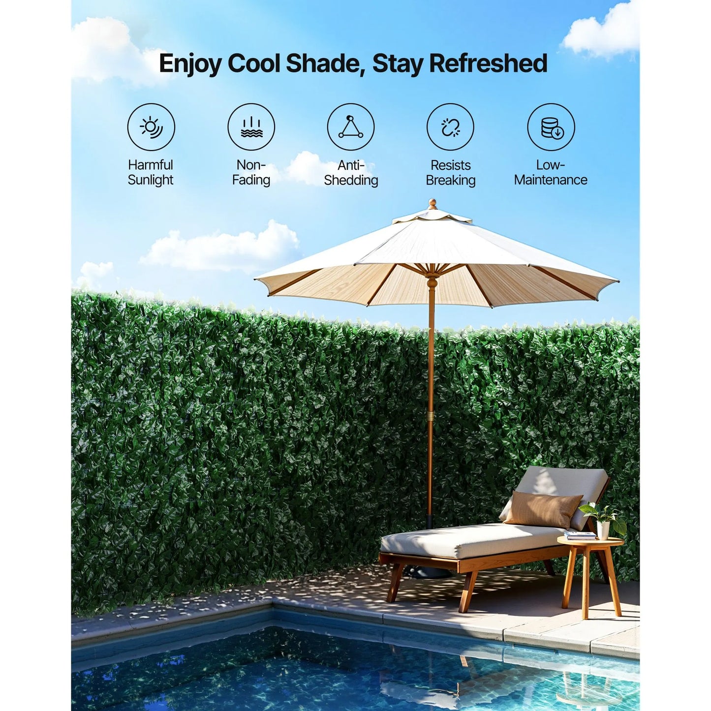 Ivy Privacy Fence, 1500 x 2490 mm Artificial Green Wall Screen, Greenery Ivy Fence with Strengthened Joint, Faux Hedges Vine Leaf Decoration for Outdoor Garden, Yard, Patio Decor - Image 4