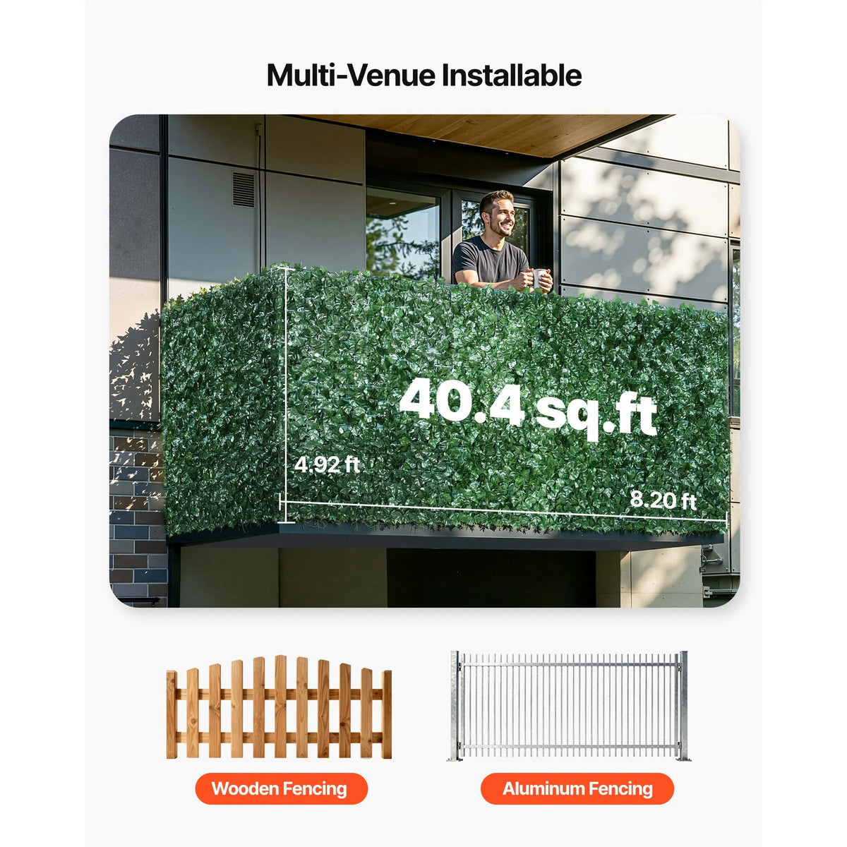 Ivy Privacy Fence, 1500 x 2490 mm Artificial Green Wall Screen, Greenery Ivy Fence with Strengthened Joint, Faux Hedges Vine Leaf Decoration for Outdoor Garden, Yard, Patio Decor - Image 5