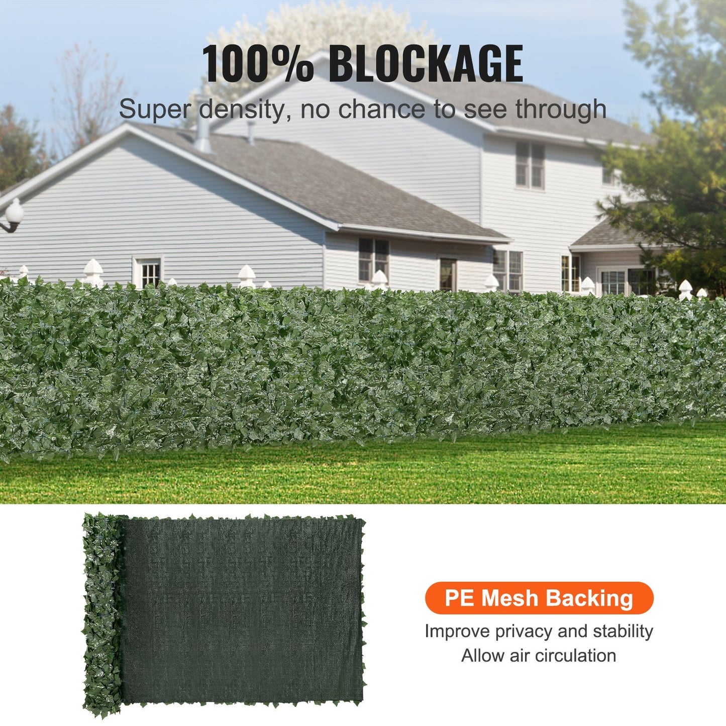 Ivy Privacy Fence, 59 x 158in Artificial Green Wall Screen, Greenery Ivy Fence w/ Mesh Cloth Backing and Strengthened Joint, Faux Hedges Vine Leaf Decoration for Outdoor Garden, Yard, Balcony - Image 3