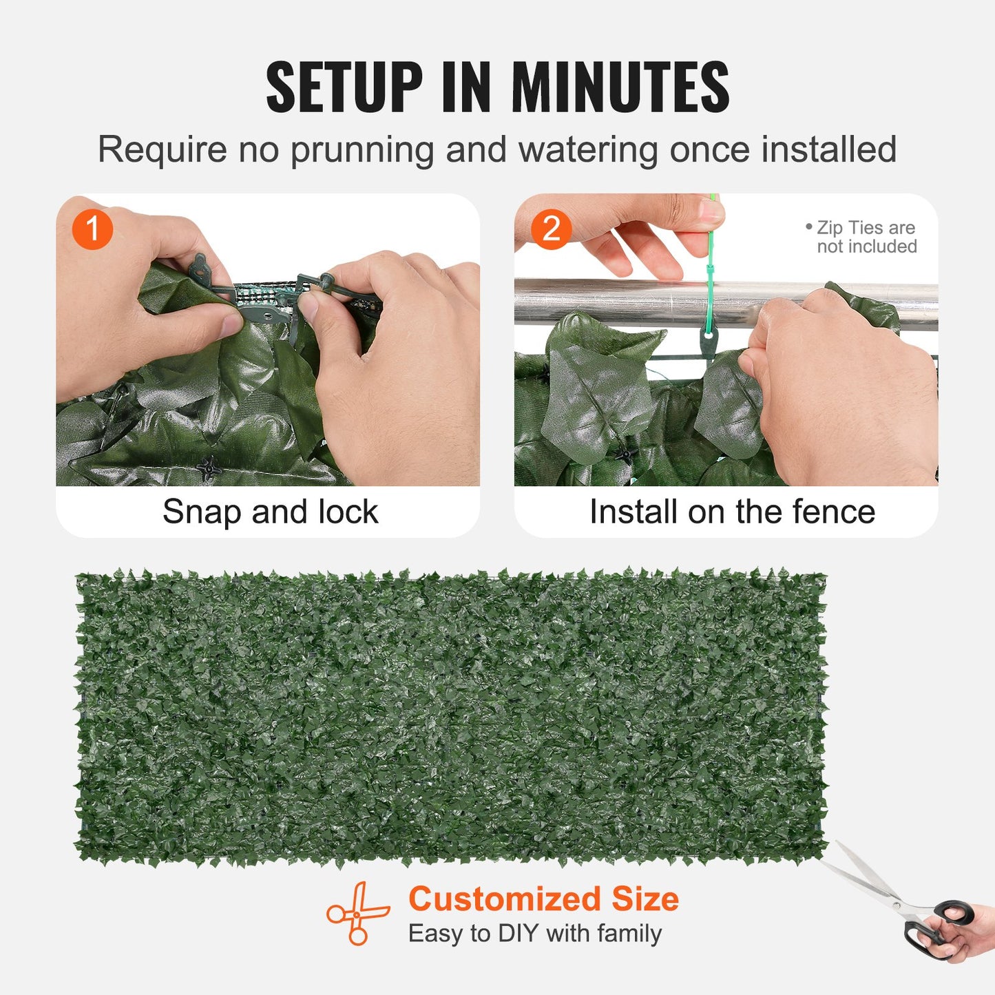 Ivy Privacy Fence, 59 x 158in Artificial Green Wall Screen, Greenery Ivy Fence w/ Mesh Cloth Backing and Strengthened Joint, Faux Hedges Vine Leaf Decoration for Outdoor Garden, Yard, Balcony - Image 5
