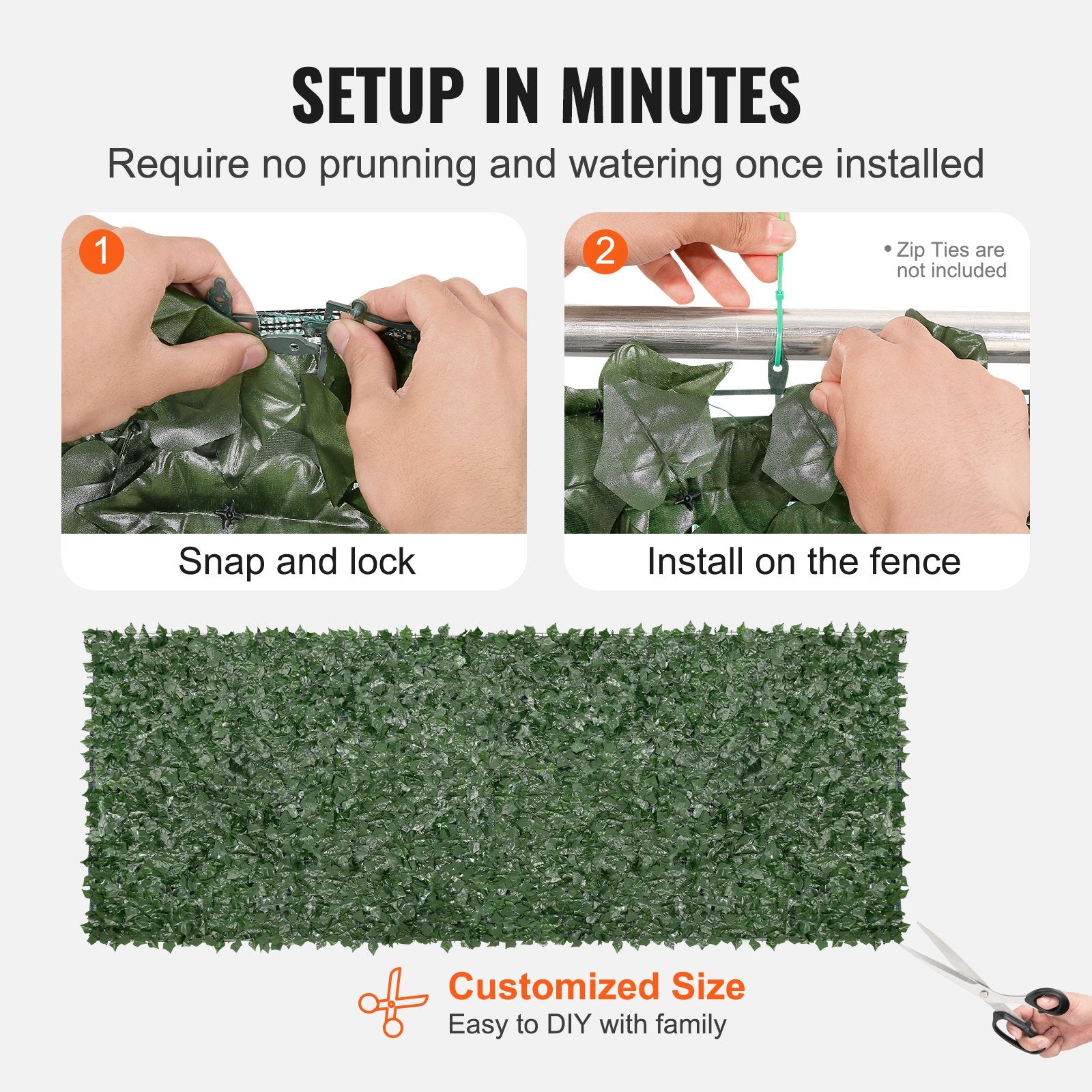 Ivy Privacy Fence, 59 x 158in Artificial Green Wall Screen, Greenery Ivy Fence w/ Mesh Cloth Backing and Strengthened Joint, Faux Hedges Vine Leaf Decoration for Outdoor Garden, Yard, Balcony - Image 5