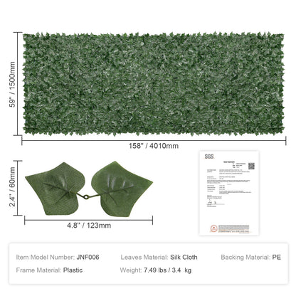 Ivy Privacy Fence, 59 x 158in Artificial Green Wall Screen, Greenery Ivy Fence w/ Mesh Cloth Backing and Strengthened Joint, Faux Hedges Vine Leaf Decoration for Outdoor Garden, Yard, Balcony - Image 7