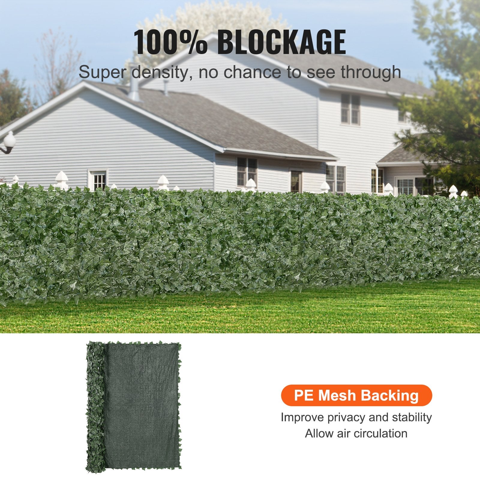Ivy Privacy Fence, 1830 x 2440 mm Artificial Green Wall Screen, Greenery Ivy Fence with Mesh Cloth Backing and Strengthened Joint, Faux Hedges Vine Leaf Decoration for Outdoor Garden, Yard - Image 3