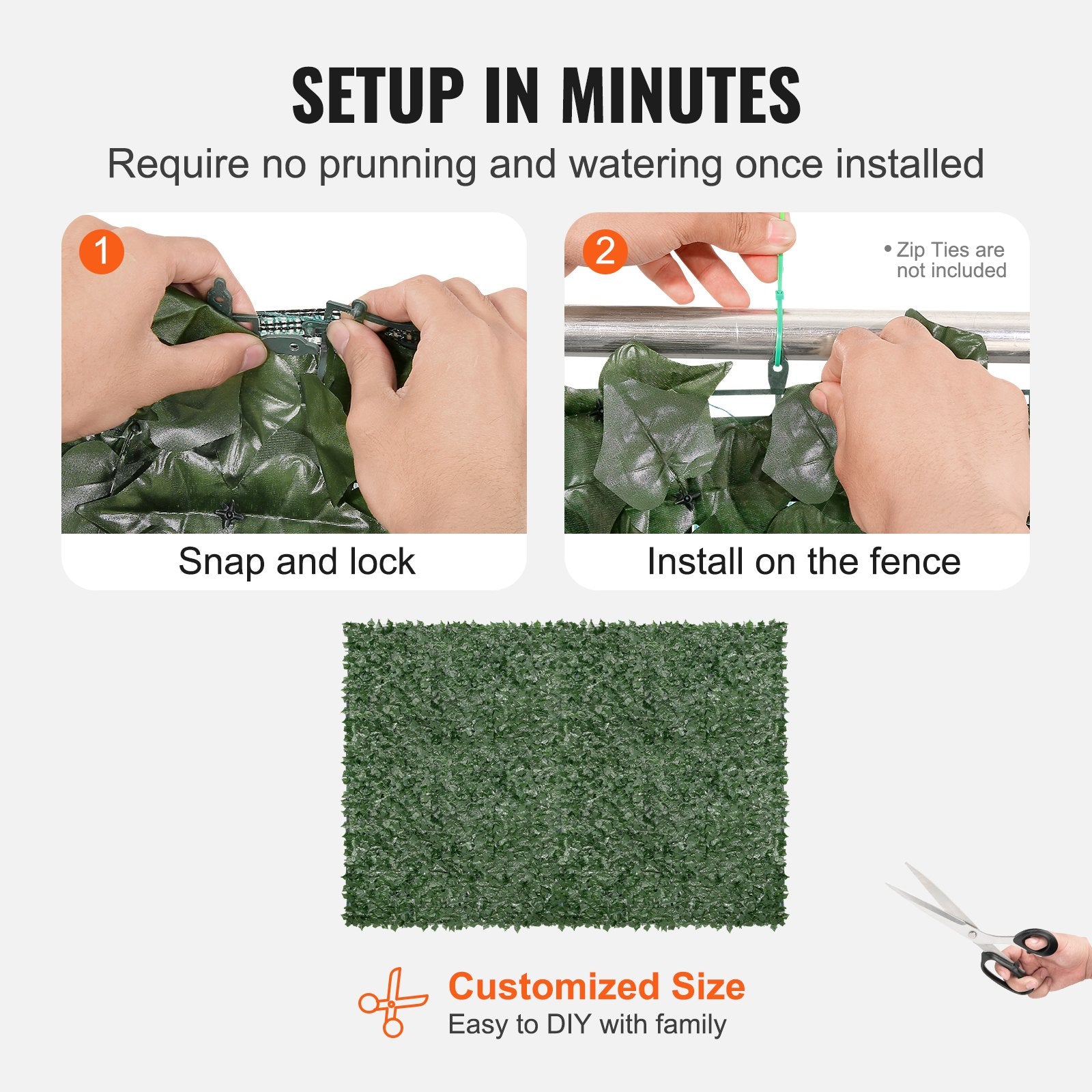 Ivy Privacy Fence, 1830 x 2440 mm Artificial Green Wall Screen, Greenery Ivy Fence with Mesh Cloth Backing and Strengthened Joint, Faux Hedges Vine Leaf Decoration for Outdoor Garden, Yard - Image 5