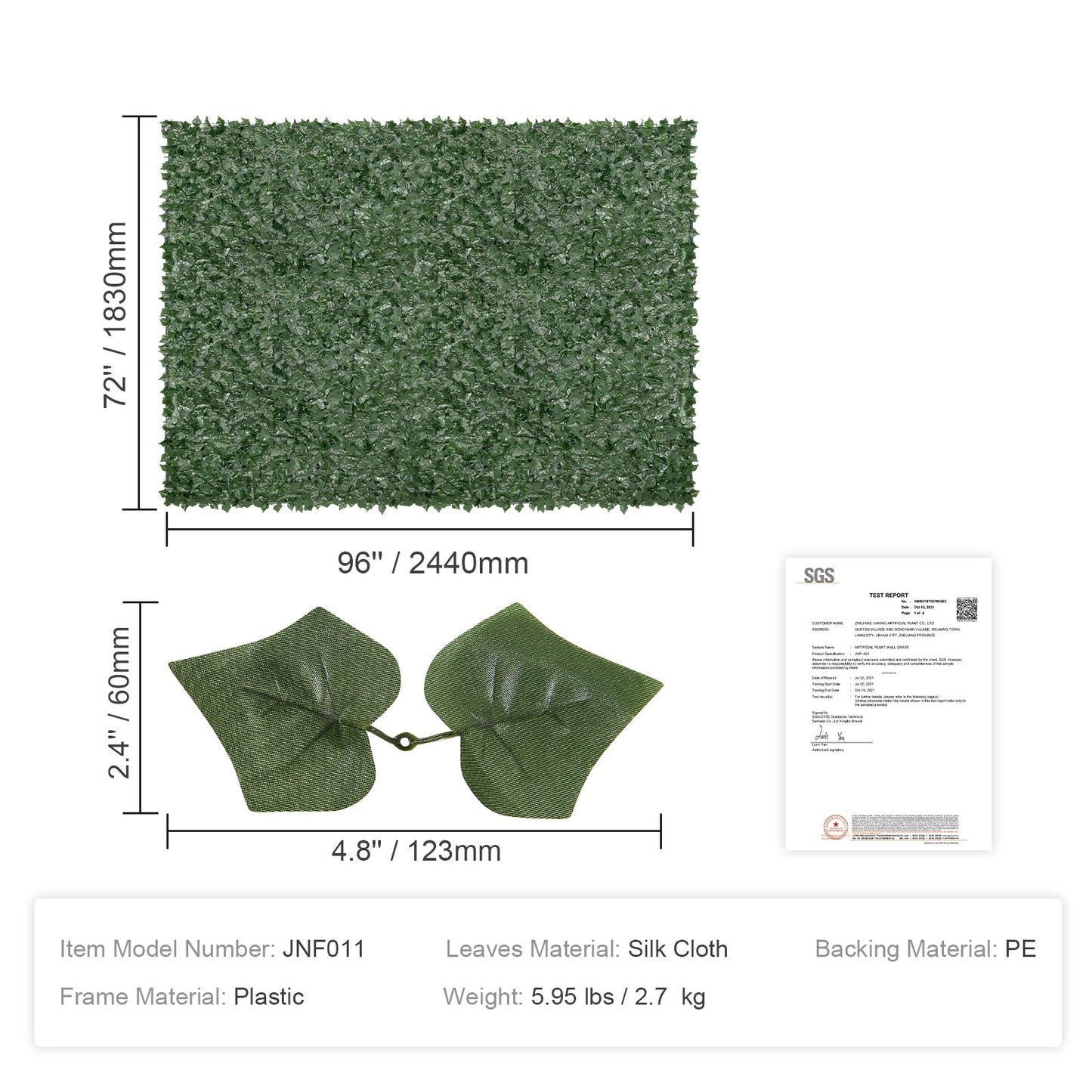Ivy Privacy Fence, 1830 x 2440 mm Artificial Green Wall Screen, Greenery Ivy Fence with Mesh Cloth Backing and Strengthened Joint, Faux Hedges Vine Leaf Decoration for Outdoor Garden, Yard - Image 7