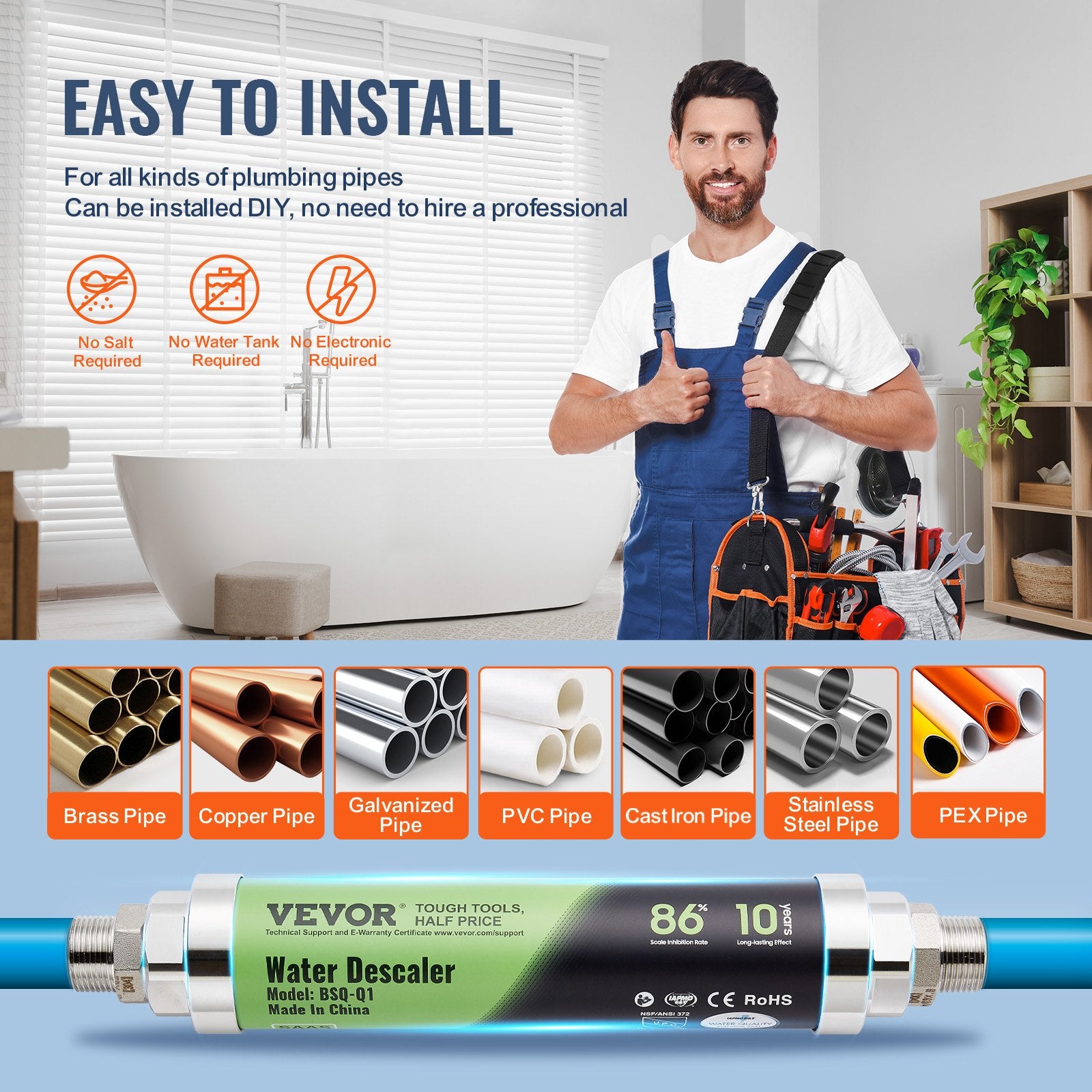 Whole House Salt Free Descaler Physical Scale Descaler System SAAS Alloy - Image 4