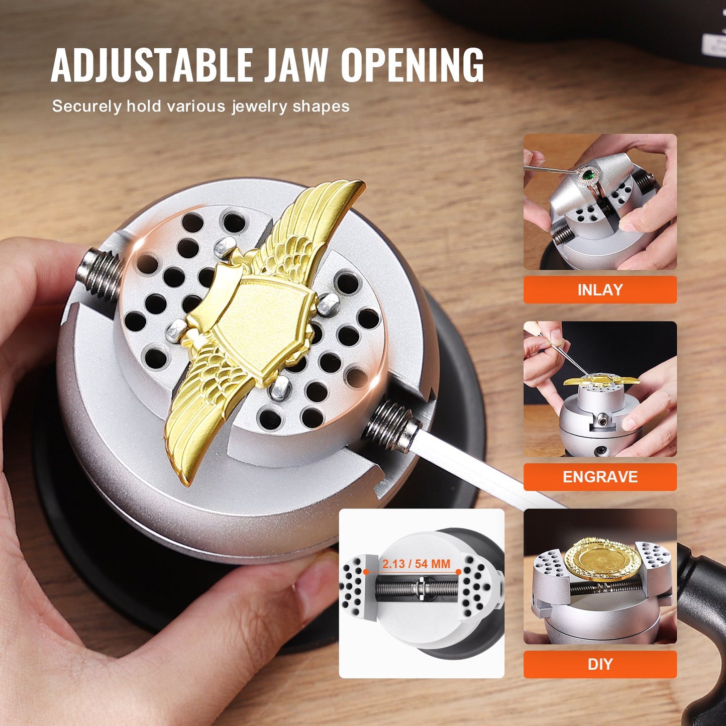 Ball Vise, 3" Engraving Setting Tool, 360° Rotation Engraving Block Vise, 70 PCS Attachment Jewelry Engraving Block Tools Standard Block for Gemstone Inlay and Small-Scale Engraving - Image 6