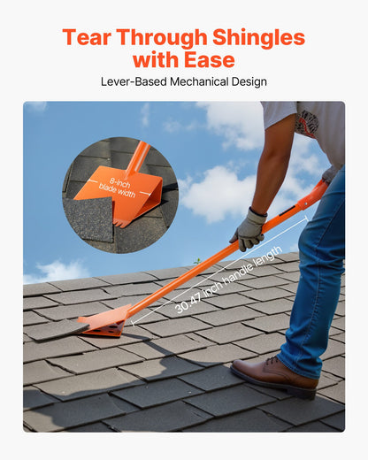 Shingle Shovel 1 Pack, D-Grip Handle Shingle Roof Ripper, High Hardness 45# Steel & Lightweight Easy Tearing Off Roofing & Nails Tool, ideal for Commercial and Residential Use,Orange - Image 3