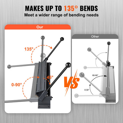 Box and Pan Brake, 910 ± 10 mm, 0-130 Degrees Sheet Metal Bending Brake, Portable Mini Metal Bender with 20 Gauge Low Carbon Steel 14 Gauge Aluminum Capacity Power Handle, for Metal Bending - Image 4
