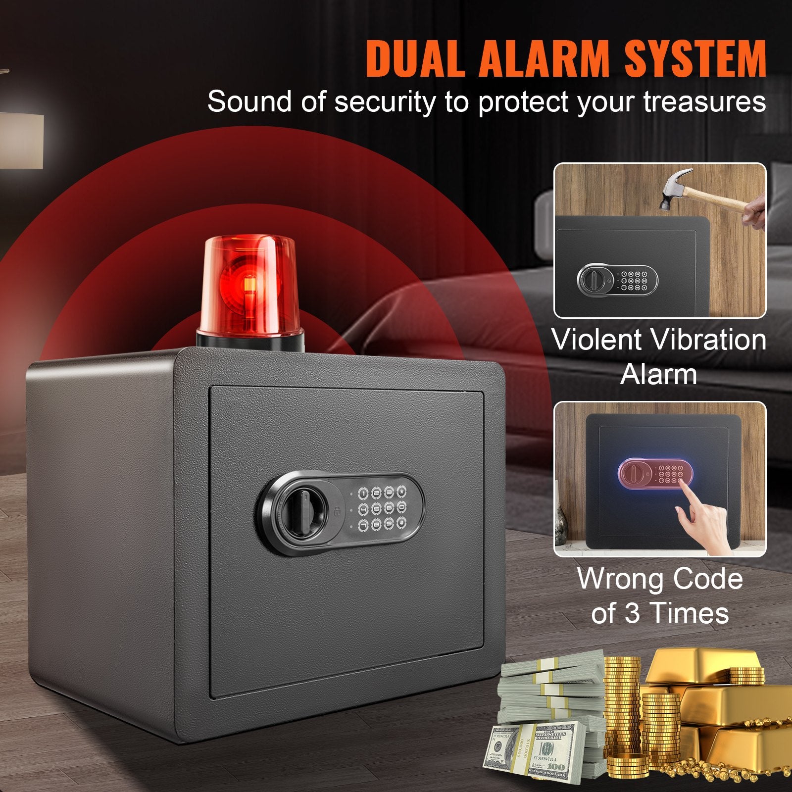 Safe 1.2 Cubic Feet Home Safe Steel for Cash Gold 15.8x11.8x13.8 inch - Image 5