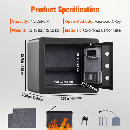 Safe 1.2 Cubic Feet Home Safe Steel for Cash Gold 15.8x11.8x13.8 inch - Image 7