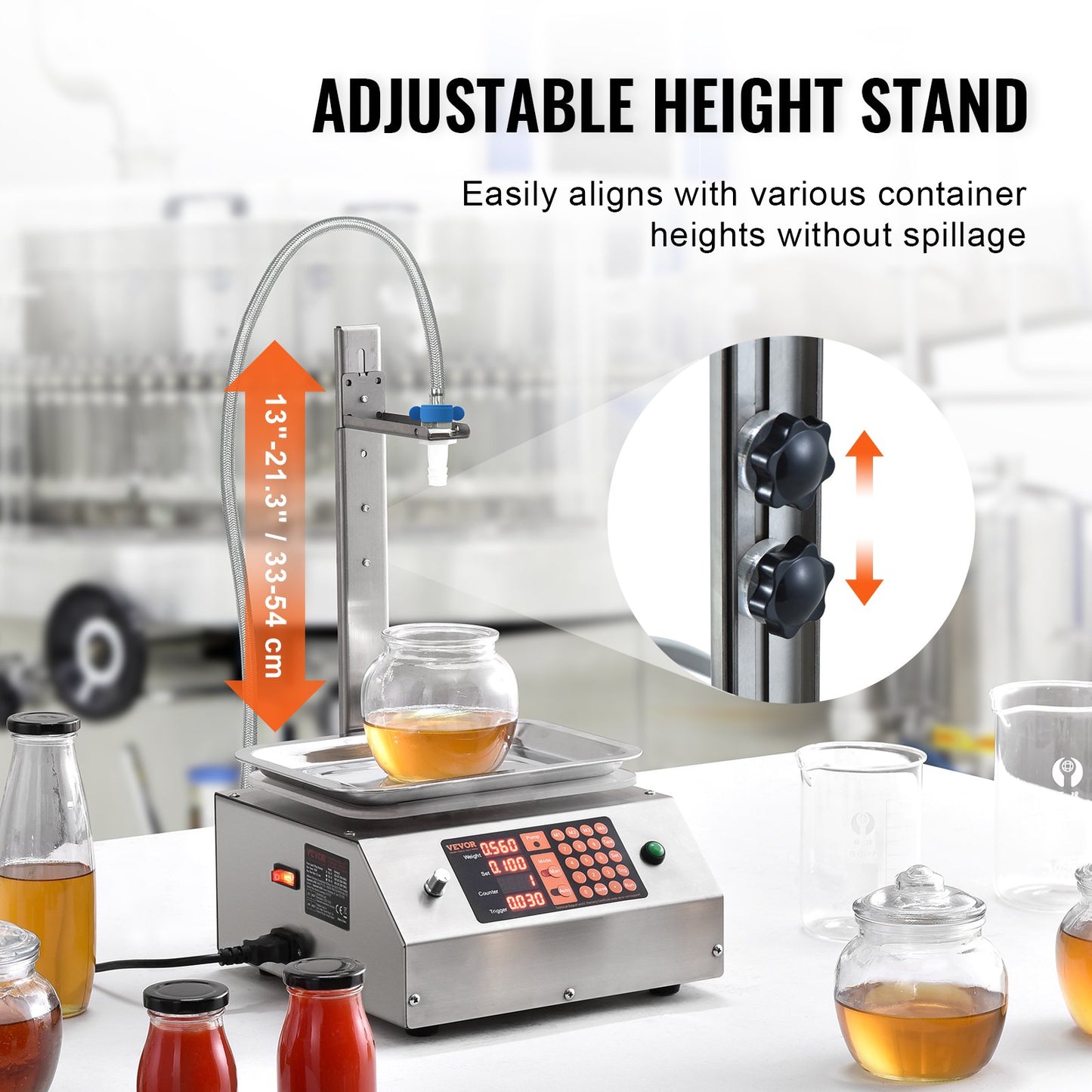 Liquid Filling Machine, 30-15000 g Weighing Capacity, Automatic Bottle Filler Machine Bottling Machine Digital Control for Milk, Water, Oil, Wine, Beverage, Detergent, Shampoo (Single Nozzle) - Image 4