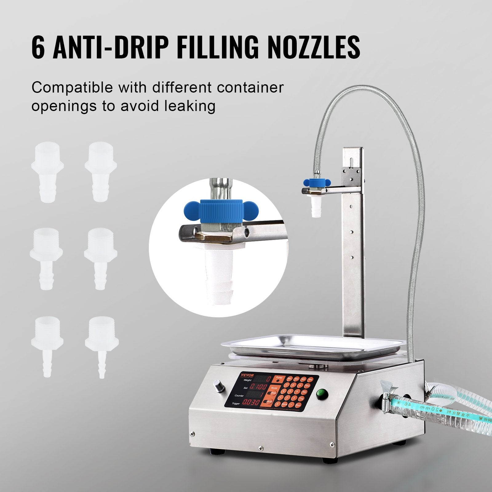 Liquid Filling Machine, 30-15000 g Weighing Capacity, Automatic Bottle Filler Machine Bottling Machine Digital Control for Milk, Water, Oil, Wine, Beverage, Detergent, Shampoo (Single Nozzle) - Image 5