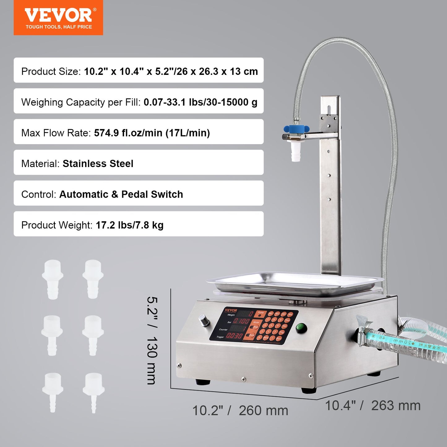Liquid Filling Machine, 30-15000 g Weighing Capacity, Automatic Bottle Filler Machine Bottling Machine Digital Control for Milk, Water, Oil, Wine, Beverage, Detergent, Shampoo (Single Nozzle) - Image 7