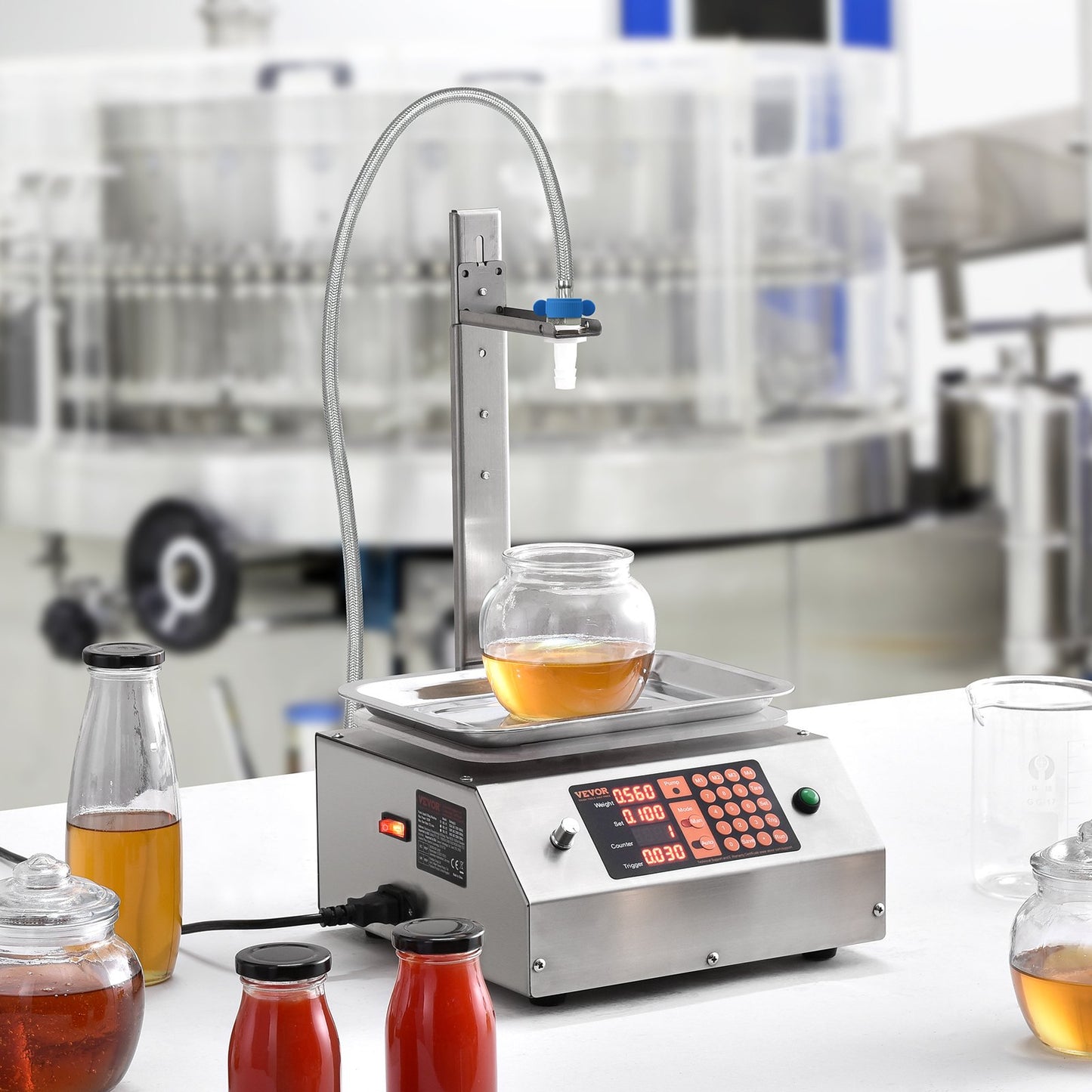 Liquid Filling Machine, 30-15000 g Weighing Capacity, Automatic Bottle Filler Machine Bottling Machine Digital Control for Milk, Water, Oil, Wine, Beverage, Detergent, Shampoo (Single Nozzle) - Image 8