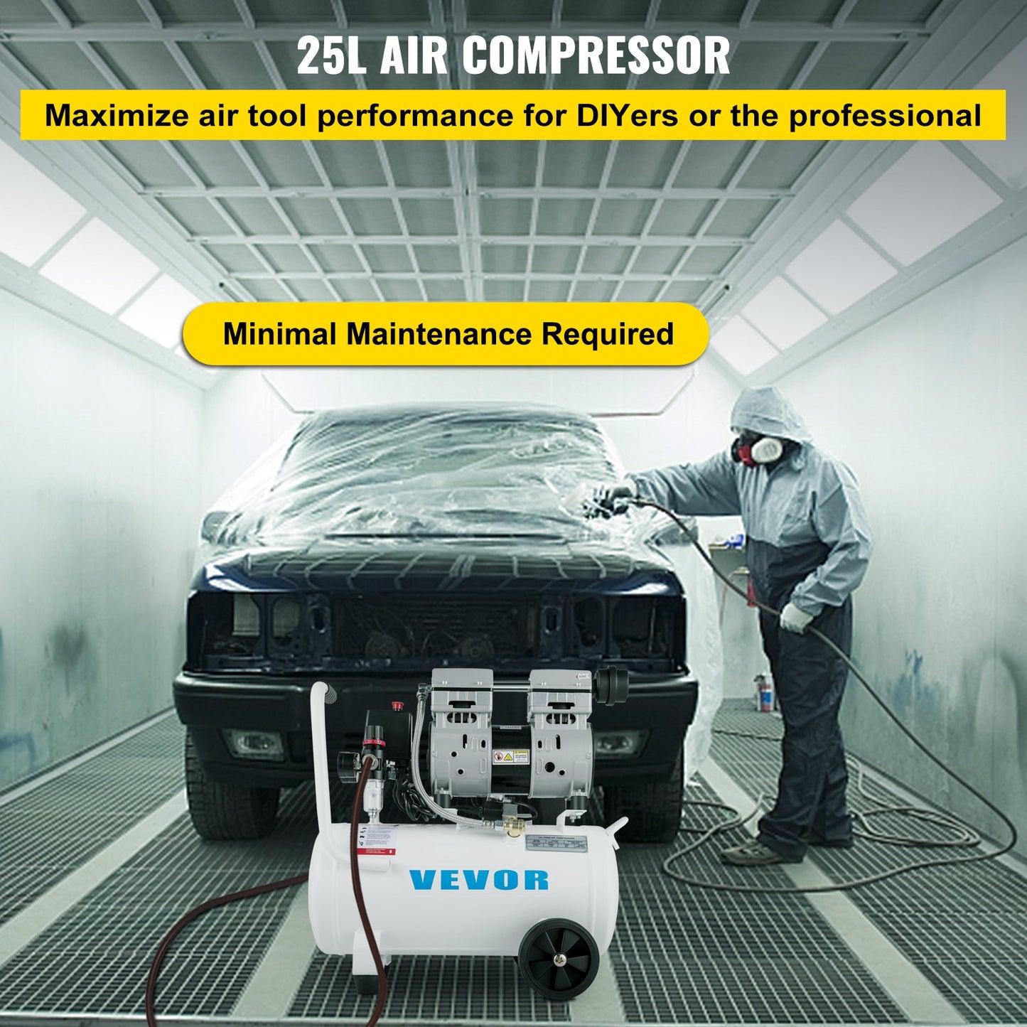 Air Compressor 6.6 Gallon, Portable Air Compressor 1 HP, Oil Free Air Compressor Steel Tank 750W, Pancake Air Compressor 115 PSI, Ultra Quiet Compressor for Home Repair, Tire Inflation - Image 2
