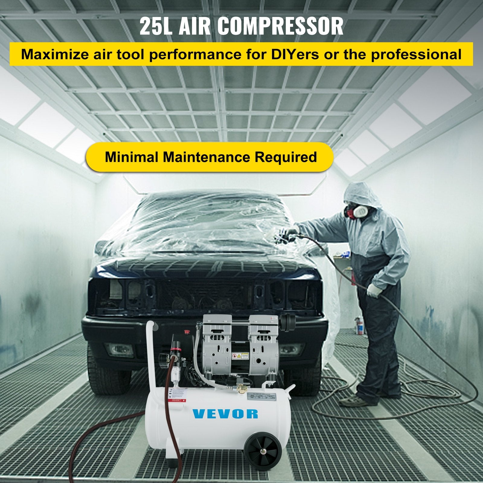 Air Compressor 6.6 Gallon, Portable Air Compressor 1 HP, Oil Free Air Compressor Steel Tank 750W, Pancake Air Compressor 115 PSI, Ultra Quiet Compressor for Home Repair, Tire Inflation - Image 2