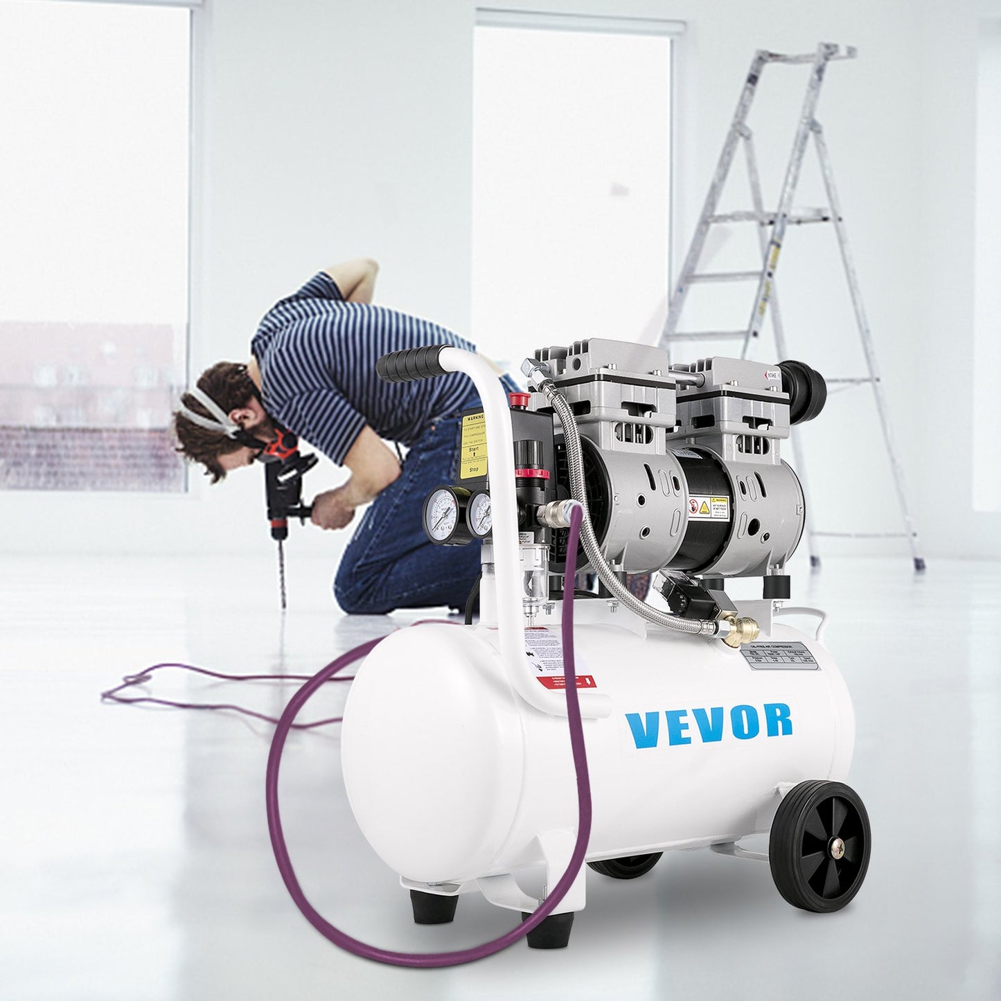 Air Compressor 6.6 Gallon, Portable Air Compressor 1 HP, Oil Free Air Compressor Steel Tank 750W, Pancake Air Compressor 115 PSI, Ultra Quiet Compressor for Home Repair, Tire Inflation - Image 8