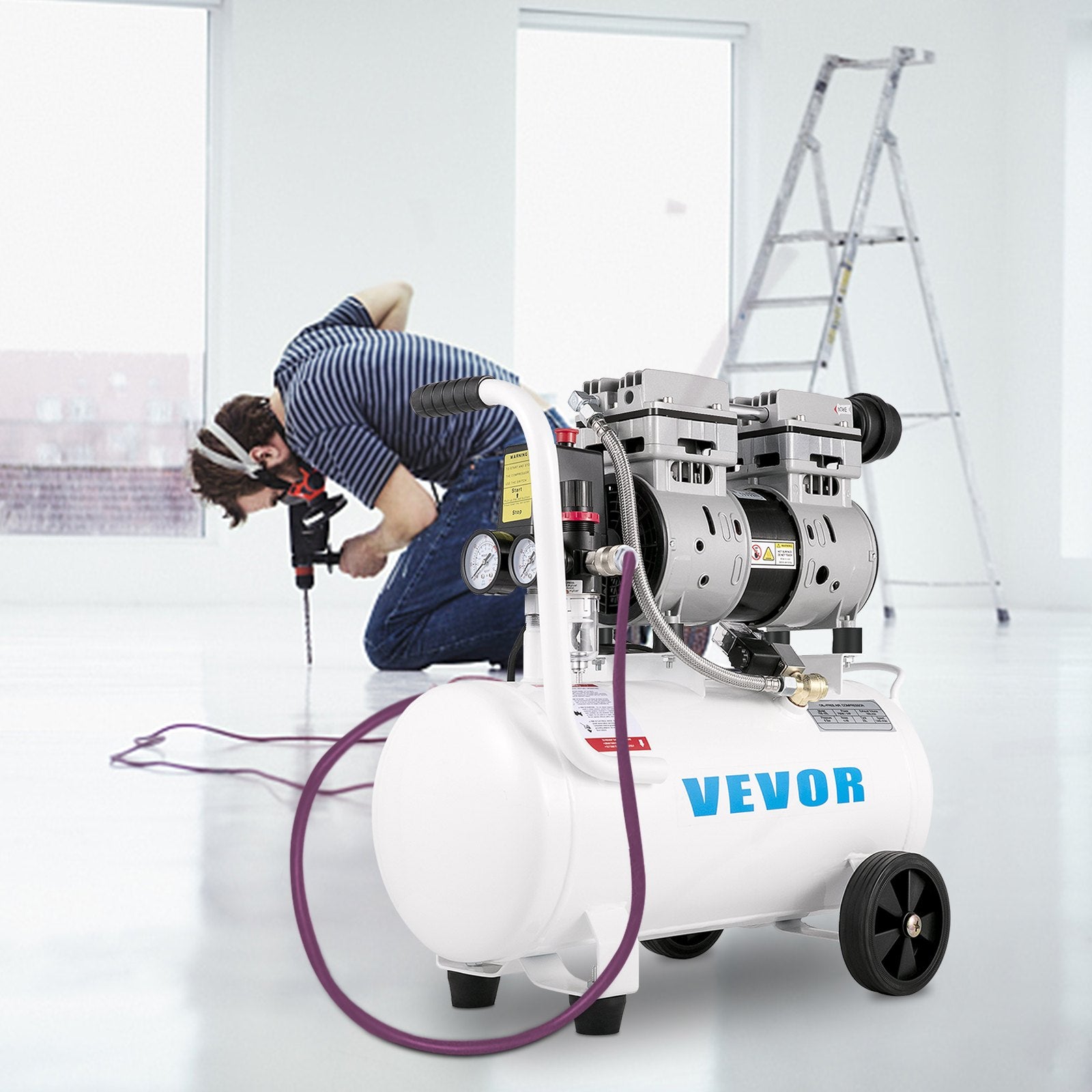 Air Compressor 6.6 Gallon, Portable Air Compressor 1 HP, Oil Free Air Compressor Steel Tank 750W, Pancake Air Compressor 115 PSI, Ultra Quiet Compressor for Home Repair, Tire Inflation - Image 8