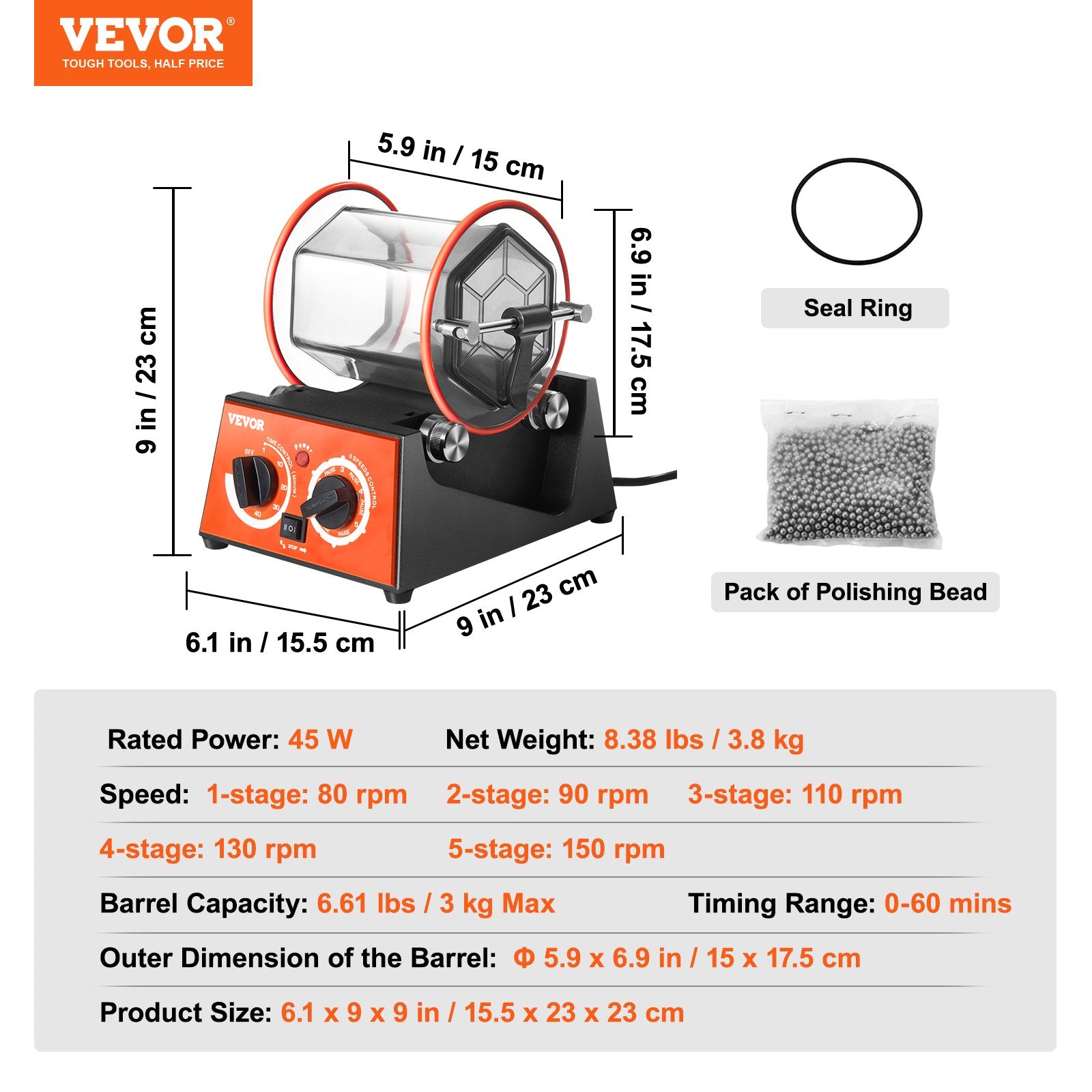 3kg Rotary Tumbler Surface Polisher Jewelry Polish Finish Machine Gem DIY - Image 7