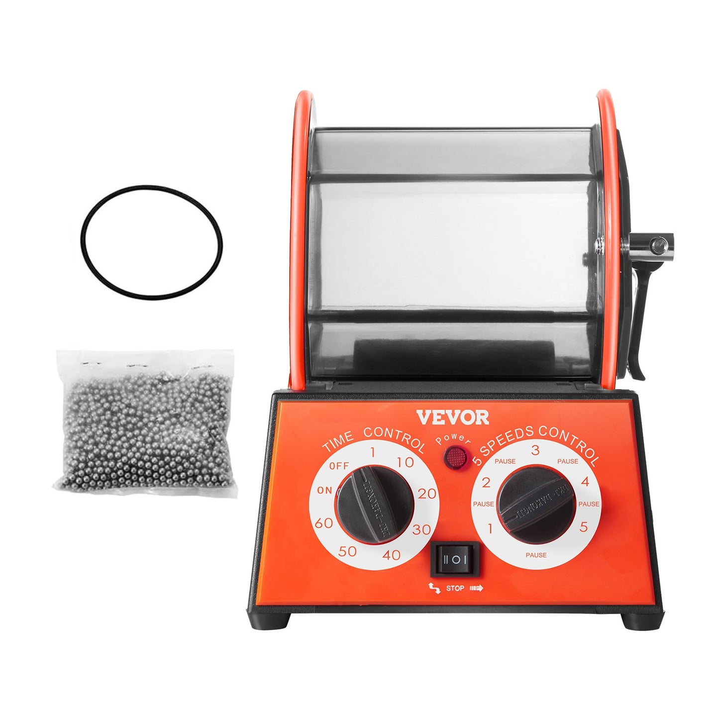 Jewelry Polisher Tumbler, 11lbs/5kg Capacity Mini Rotary Tumbler Machine with 0-60 Minutes Timer, 5 Speeds Jewelry Rotary Finisher for Surface Polishing Grinding Buffing Gemstones Jewels Coins - Image 9