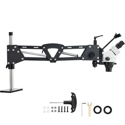 Multi-Directional Microscope with Spring Bracket, 7X-45X Magnification Jewelry Microscope, Micro Jewelry Inlaid Stand with Integrated USB Ring LED Light, Jewelers Microscope for Jewelry Inlay