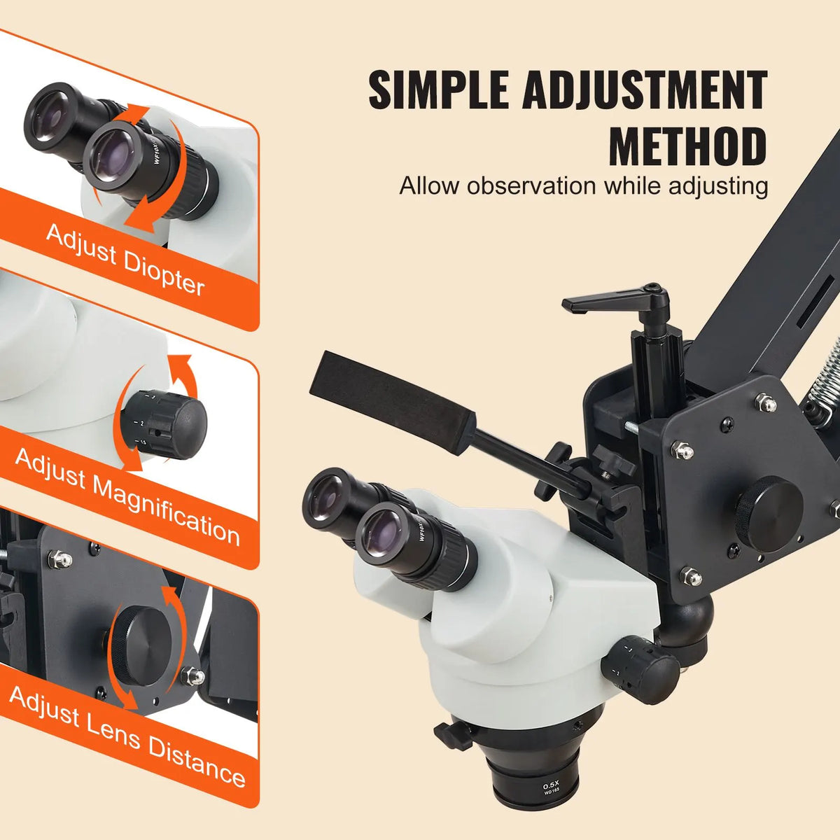 Multi-Directional Microscope with Spring Bracket, 7X-45X Magnification Jewelry Microscope, Micro Jewelry Inlaid Stand with Integrated USB Ring LED Light, Jewelers Microscope for Jewelry Inlay - Image 6