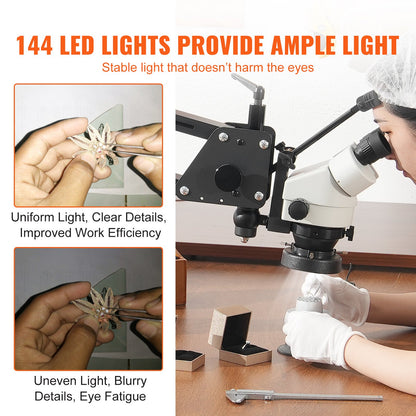 Multi-Directional Microscope with Spring Bracket, 7X-45X Magnification Jewelry Microscope, Micro Jewelry Inlaid Stand with Integrated USB Ring LED Light and 360° Ball Vise, for Jewelry Inlay - Image 5
