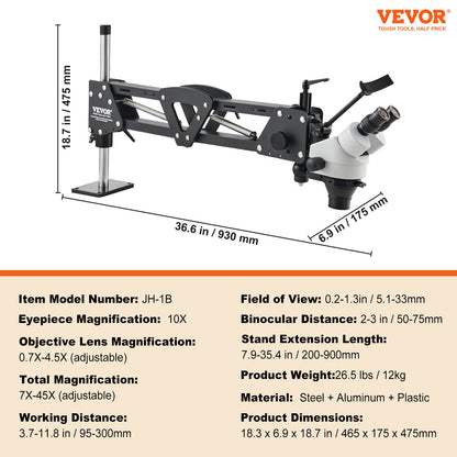 Multi-Directional Microscope with Spring Bracket, 7X-45X Magnification Jewelry Microscope, Micro Jewelry Inlaid Stand with Integrated USB Ring LED Light and 360° Ball Vise, for Jewelry Inlay - Image 7