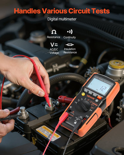 Digital Multimeter, 4000-Count TRMS Voltmeter Ohmmeter, 1000V AC/DC Voltage Tester with Switchable Auto/Manual Range for Voltage, Resistance, and Continuity Measurment - Image 2