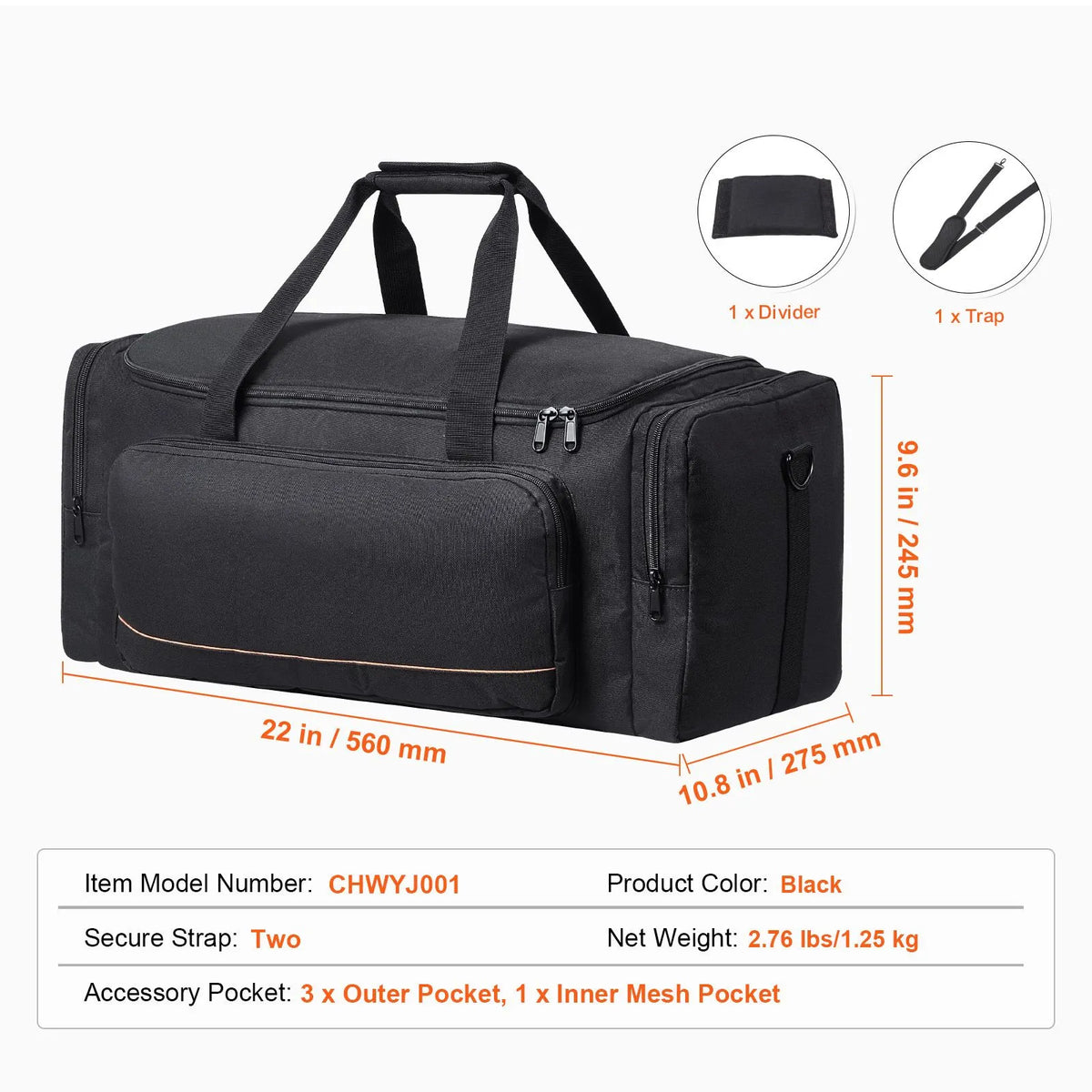 Telescope Case, 560 mm, Telescope Storage Bag with Fixed Buckles, Multi-Pocket & Detachable Divider for Telescope, Shock-Absorbent Telescope Carrying Case to Easily Secure Optical Tube & Tripod - Image 7