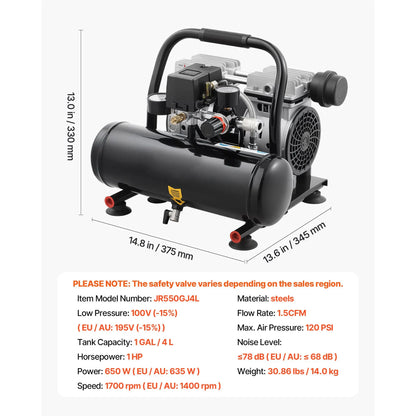 Air Compressor Compact Portable Oil Free Compressor 4L 7bar - Image 7
