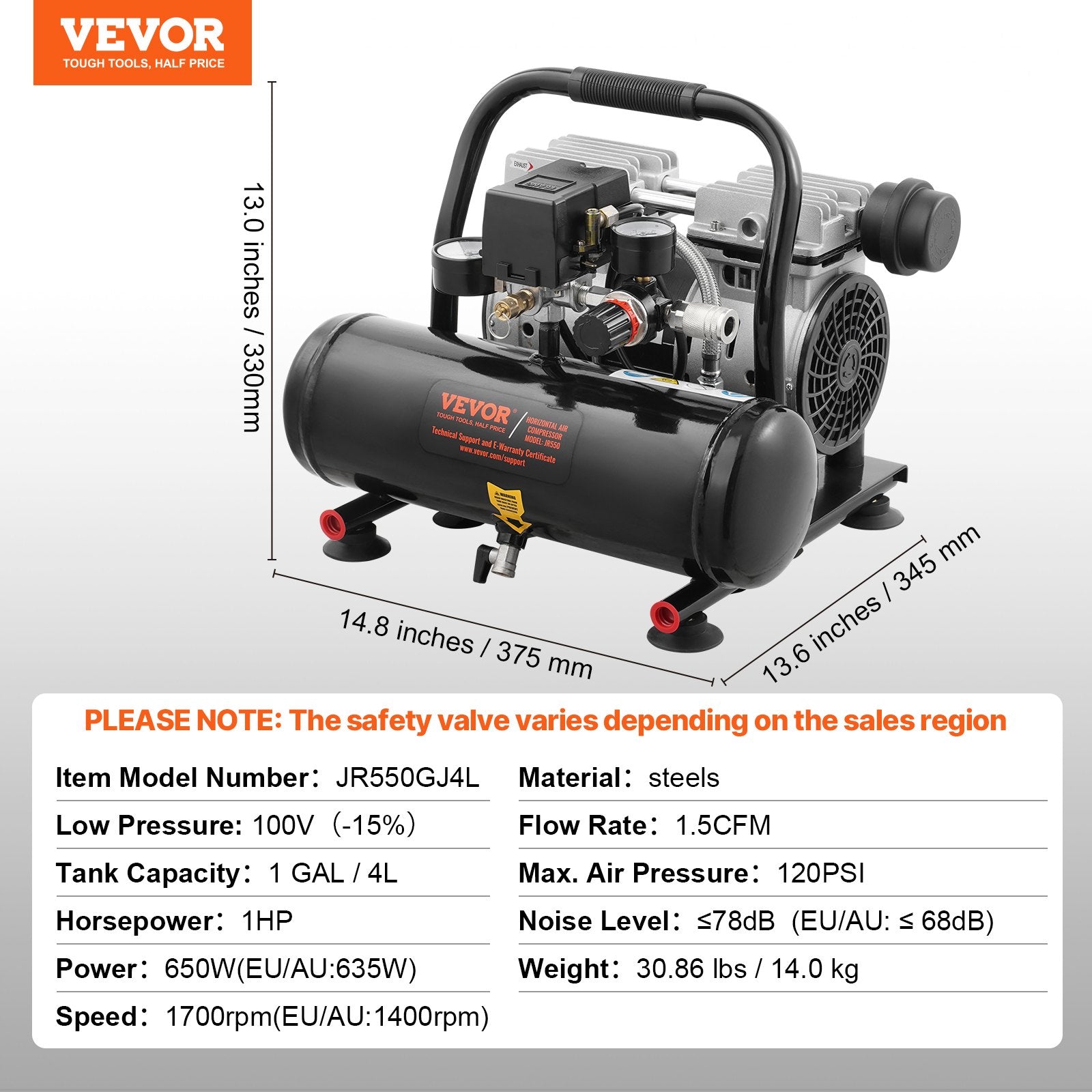 Air Compressor Compact Portable Oil Free Compressor 4L 7bar - Image 7
