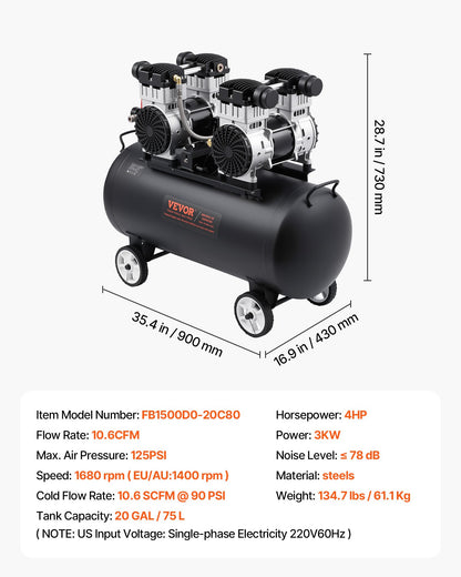 Air Compressor Compact Portable Oil Free Compressor 75L 90 PSI - Image 7