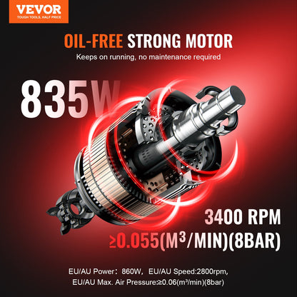 Air Compressor Compact Portable Oil Free Compressor 8L 8bar - Image 2
