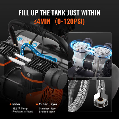 Air Compressor Compact Portable Oil Free Compressor 8L 8bar - Image 3