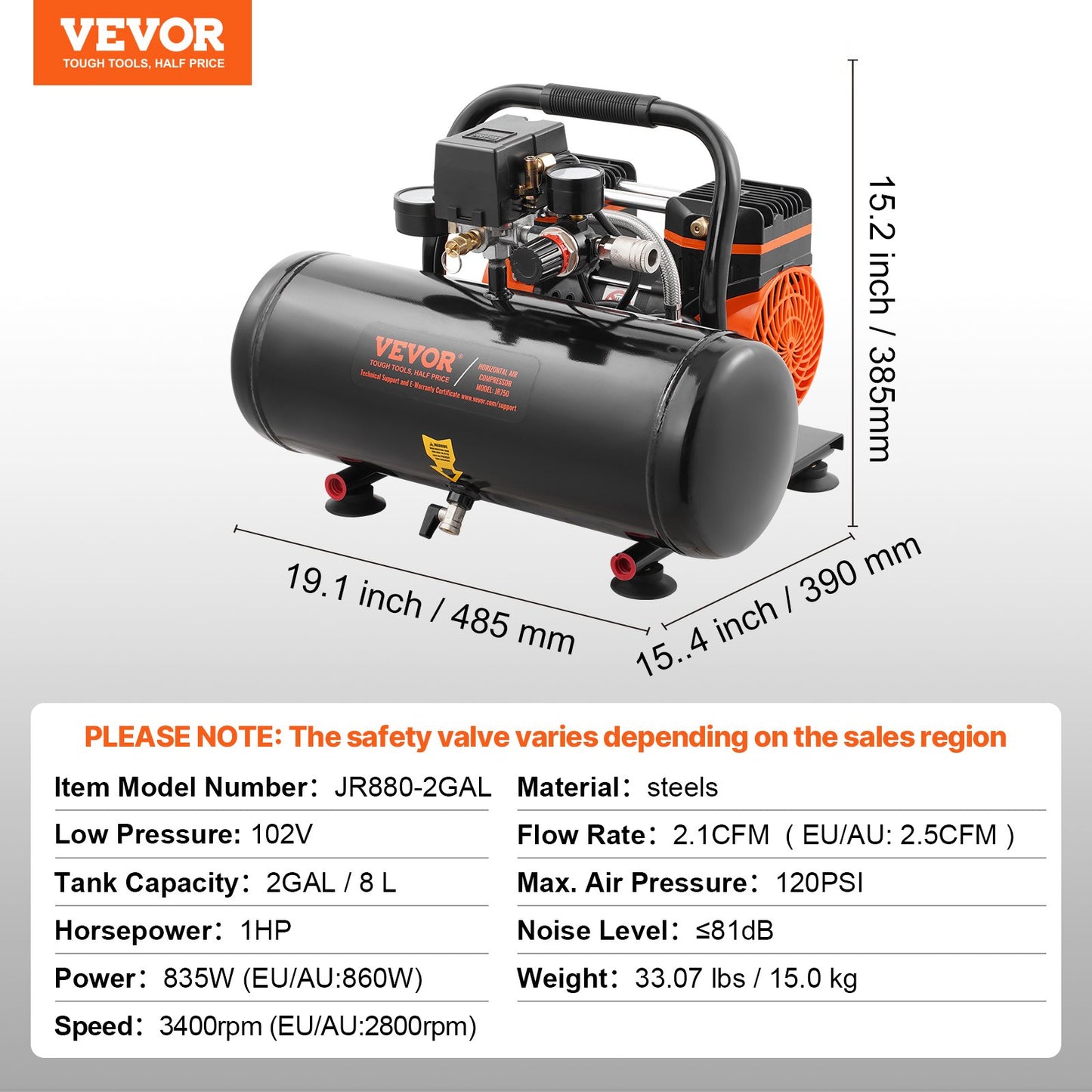 Air Compressor Compact Portable Oil Free Compressor 8L 8bar - Image 7