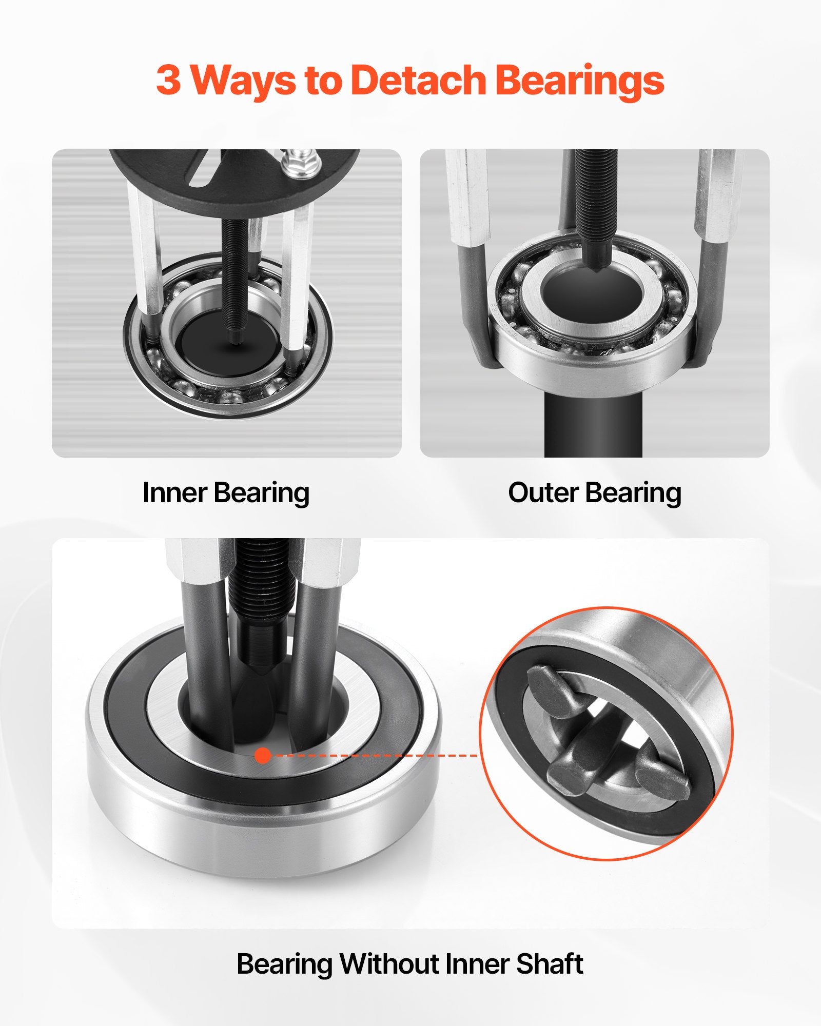 21-in-1 Bearing Puller Set, 21 PCS 3-Jaw Hook Puller for Internal External Bearings and Bearing Without Inner Shaft, Multifunctional Bearing Removal Tool with Heavy Duty Portable Storage Case - Image 2