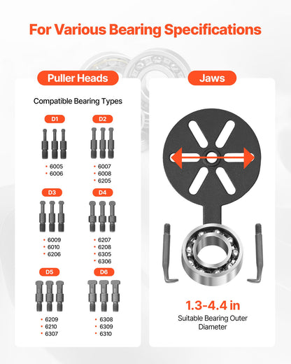 21-in-1 Bearing Puller Set, 21 PCS 3-Jaw Hook Puller for Internal External Bearings and Bearing Without Inner Shaft, Multifunctional Bearing Removal Tool with Heavy Duty Portable Storage Case - Image 3