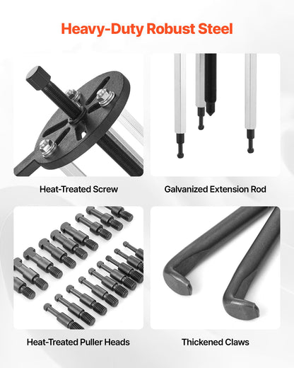 21-in-1 Bearing Puller Set, 21 PCS 3-Jaw Hook Puller for Internal External Bearings and Bearing Without Inner Shaft, Multifunctional Bearing Removal Tool with Heavy Duty Portable Storage Case - Image 4